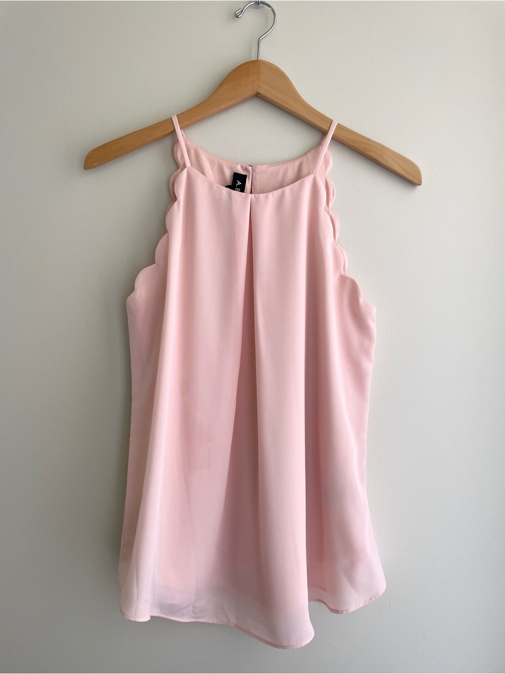 A. Byer Pale Pink Scalloped-Edge Spaghetti Strap Balletcore Feminine Cami